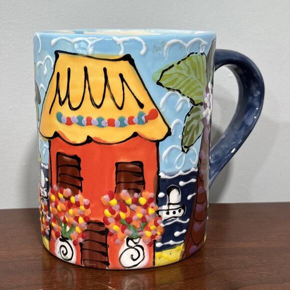 Michelle Elliot Hand Painted Art Wild Orchid Designs Saint Lucia Coffee mug Cup - Picture 1 of 12